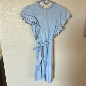 Light Blue Ruffle Sleeve Dress